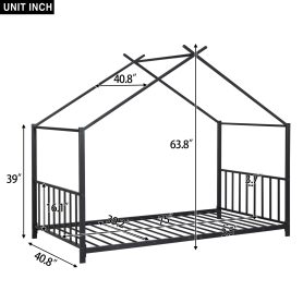 Twin Size Metal House Platform Bed