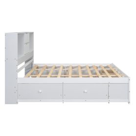 Queen Size Platform Bed With Storage Headboard And 8 Drawers