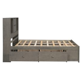 King Size Platform Bed With Storage Headboard And 8 Drawers