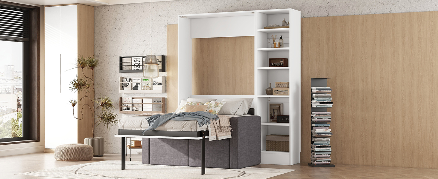 Twin Size Murphy Bed Wall Bed With Sofa and Shelves 26 Twin Size Murphy Bed Wall Bed With Sofa and Shelves
