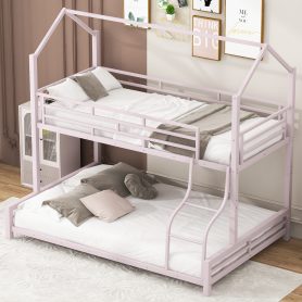 Metal House Twin Over Full Bunk Bed