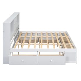 Queen Size Platform Bed With Storage Headboard And 8 Drawers