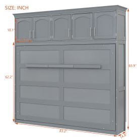 Full Size Murphy Bed Wall Bed with Top Cabinets