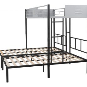 Triple Bunk Bed With Vent Board, Sturdy Metal Frame, and Noise-free Wood Slats