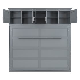 Full Size Murphy Bed Wall Bed with Top Cabinets