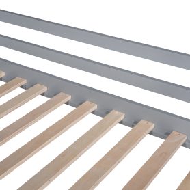 Twin Size Loft Bed With Ladder And Slide, House Bed With Blackboard And Light Strip On The Roof