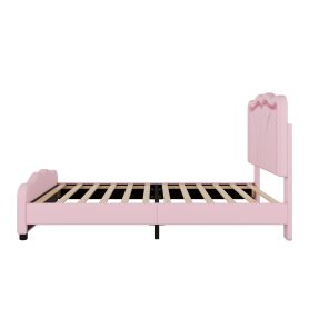 Twin Size Upholstered Platform Bed with Curve Shaped and Height-adjustbale Headboard,LED Light Strips
