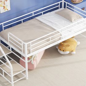 Mid Loft Bed With Storage Stairs, Twin Size
