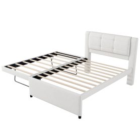 Full Size Upholstery Platform Bed With Trundle, Trundle Can Be Flat Or Erected 33 Full Size Upholstery Platform Bed With Trundle, Trundle Can Be Flat Or Erected
