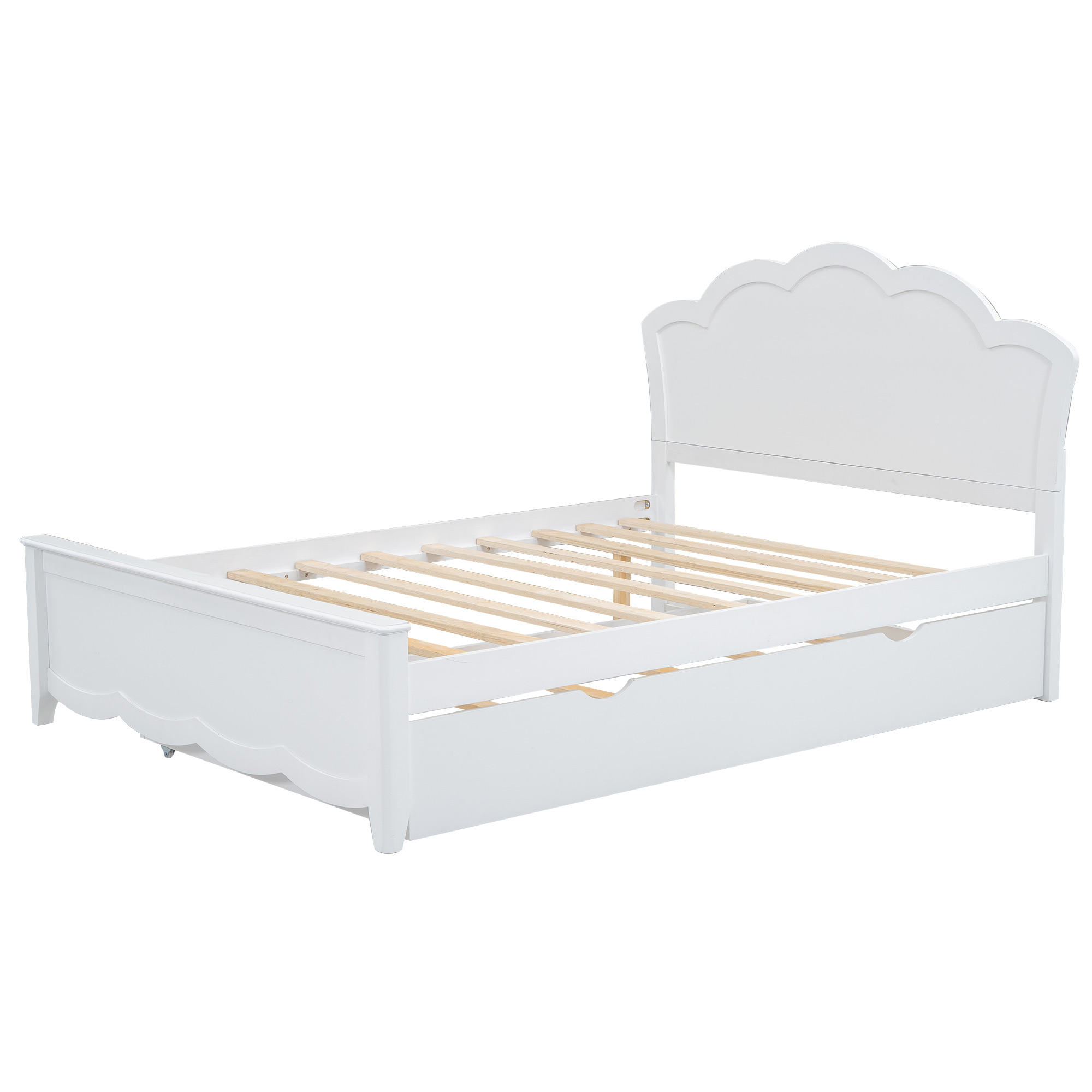 Full Size Wood Platform Bed with Headboard and Twin Size Trundle 13 Full Size Wood Platform Bed with Headboard and Twin Size Trundle