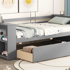 Twin Size Daybed With Shelves And Drawers