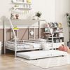 Full Size Metal House Bed With Trundle