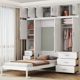 Twin Size Murphy Bed with Lockers and Wardrobes 32 Twin Size Murphy Bed with Lockers and Wardrobes