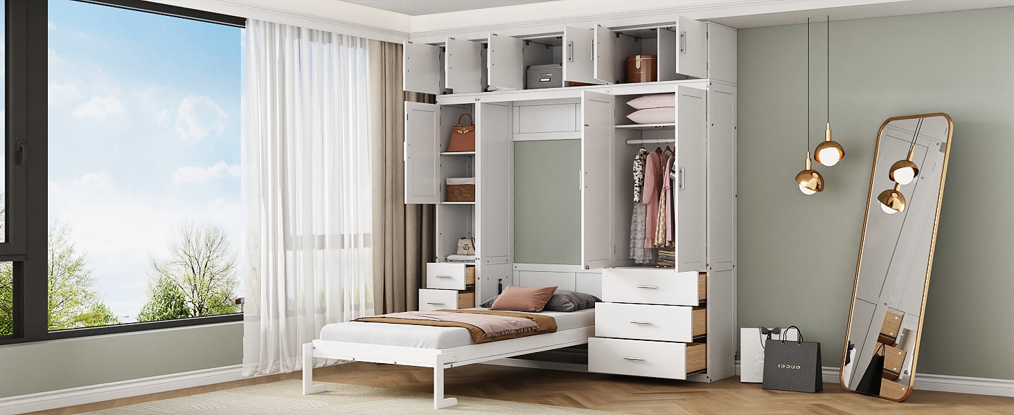 Twin Size Murphy Bed with Lockers and Wardrobes 10 Twin Size Murphy Bed with Lockers and Wardrobes