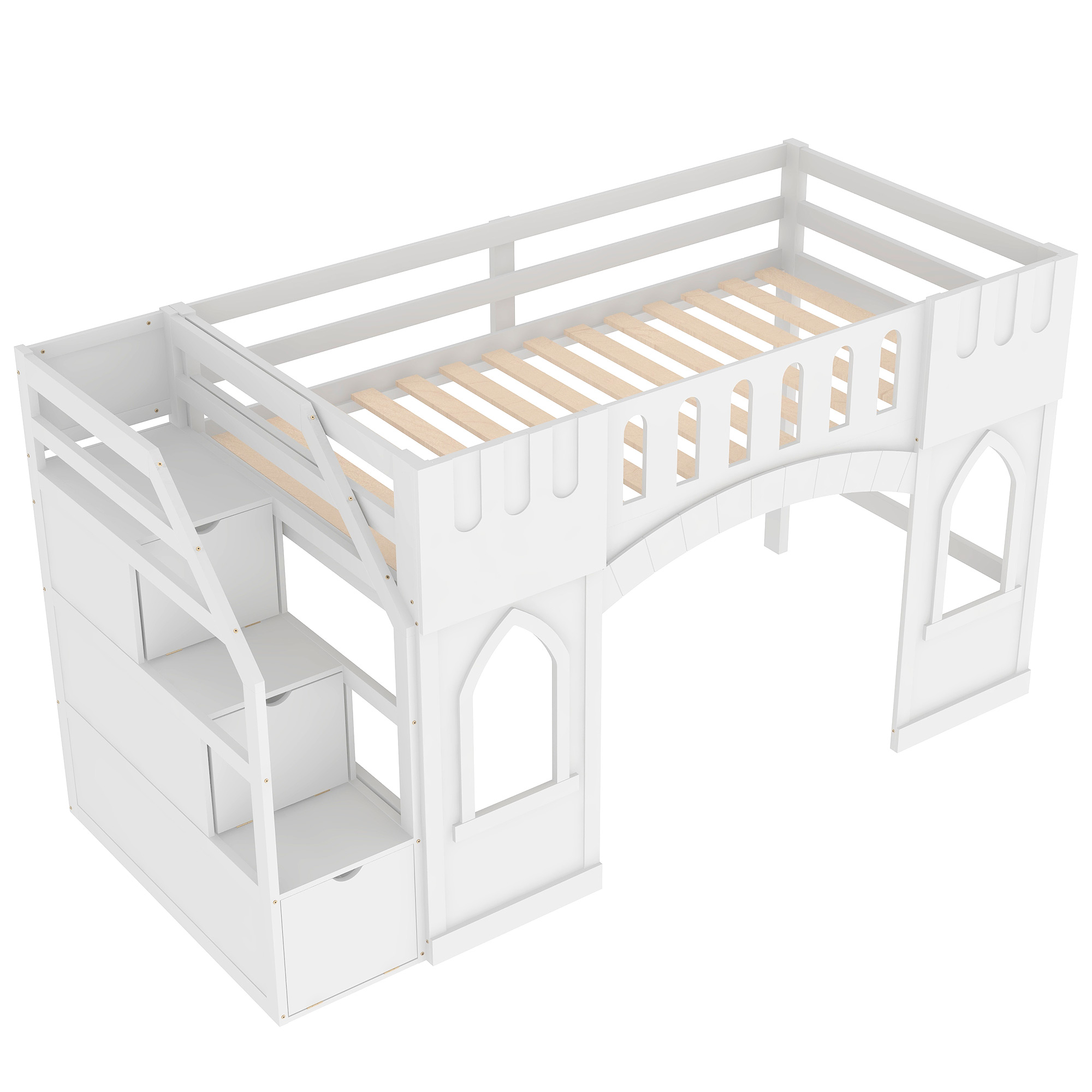 Twin Size Loft Bed with Storage Staircase and Window 16 Twin Size Loft Bed with Storage Staircase and Window