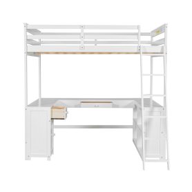 Full Size Loft Bed with U-shaped Desk, Drawers and Storage Shelves 39 Full Size Loft Bed with U-shaped Desk, Drawers and Storage Shelves