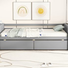 Twin Size Daybed With Shelves And Drawers