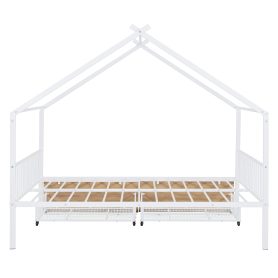 Full Size Metal House Bed with Two Drawers 24 Full Size Metal House Bed with Two Drawers