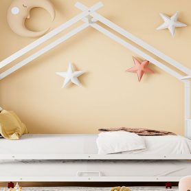Full Size Metal House Bed With Twin Size Trundle