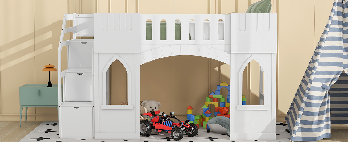 Twin Size Loft Bed with Storage Staircase and Window 10 Twin Size Loft Bed with Storage Staircase and Window