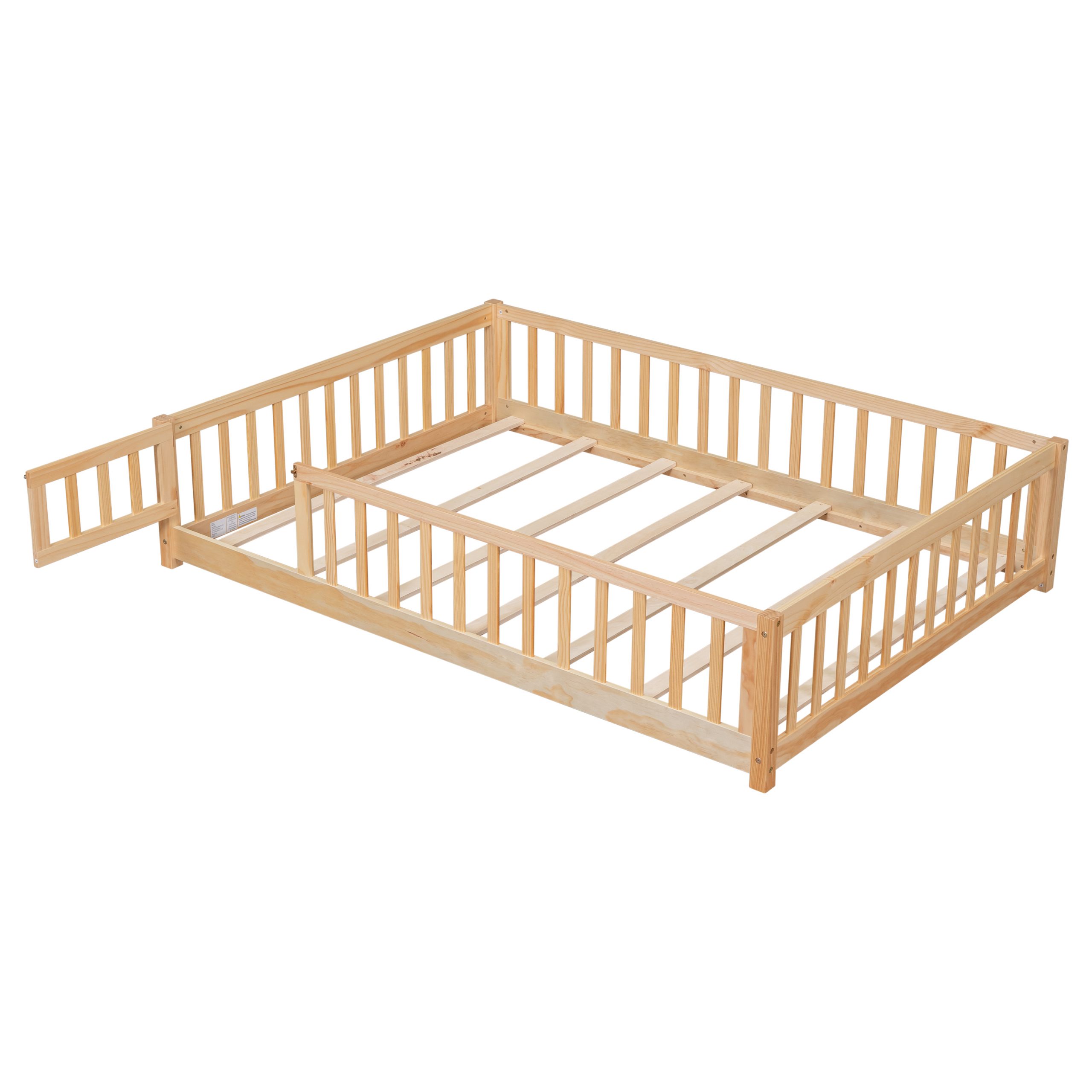 Full Size Floor Platform Bed With Fence And Door