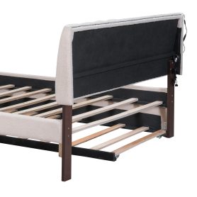 Teddy Fleece Full Size Upholstered Platform Bed with Trundle 30 Teddy Fleece Full Size Upholstered Platform Bed with Trundle