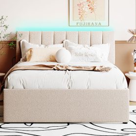 Teddy Fleece Full Size Upholstered Platform Bed with Trundle 33 Teddy Fleece Full Size Upholstered Platform Bed with Trundle