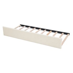 Queen Size Upholstered Platform Bed With Trundle And Drawers