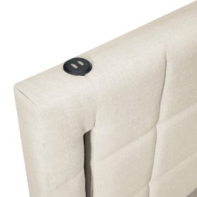 Queen Size Upholstered Platform Bed With Trundle And Drawers