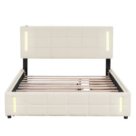 Queen Size Upholstered Platform Bed With Trundle And Drawers