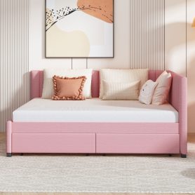 Full Size Upholstered Daybed with 2 Storage Drawers