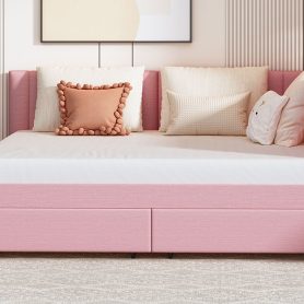 Full Size Upholstered Daybed with 2 Storage Drawers