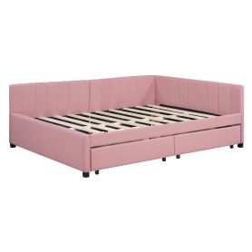 Full Size Upholstered Daybed with 2 Storage Drawers