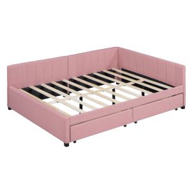Full Size Upholstered Daybed with 2 Storage Drawers