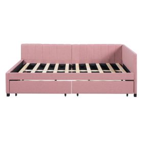 Full Size Upholstered Daybed with 2 Storage Drawers