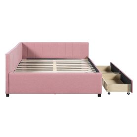 Full Size Upholstered Daybed with 2 Storage Drawers