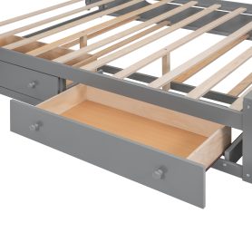 Queen Size Wooden Bed With All-in-one Cabinet, Shelf And Sockets