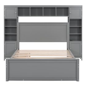 Full Size Wooden Bed With All-in-One Cabinet, Shelf and Sockets 32 Full Size Wooden Bed With All-in-One Cabinet, Shelf and Sockets