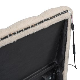 Teddy Fleece Twin Size Upholstered Platform Bed with Trundle