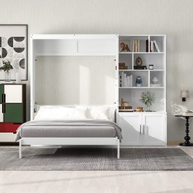 Full Size Murphy Bed with Multiple Storage Shelves and A Cabinet 28 Full Size Murphy Bed with Multiple Storage Shelves and A Cabinet