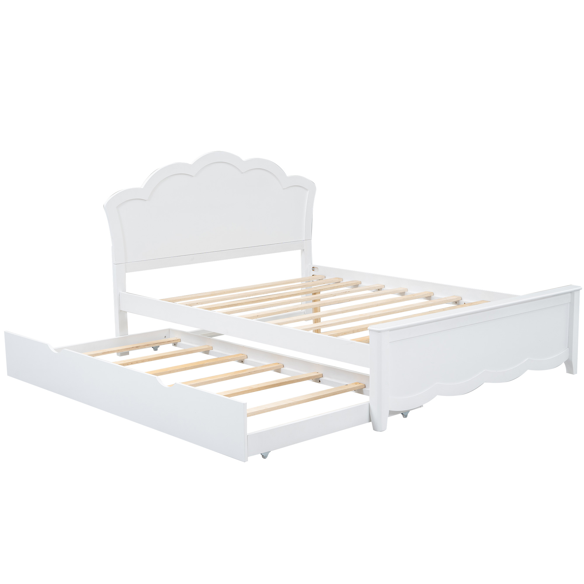 Full Size Wood Platform Bed with Headboard and Twin Size Trundle 14 Full Size Wood Platform Bed with Headboard and Twin Size Trundle