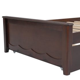 Twin Size Wood Platform Bed with Headboard and Twin Size Trundle
