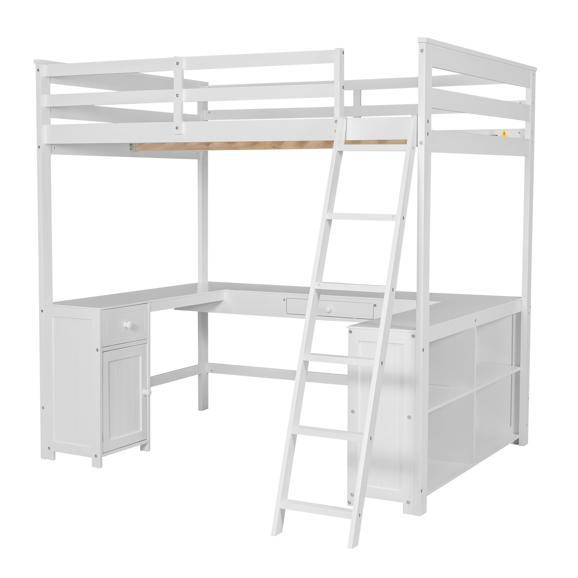 Full Size Loft Bed with U-shaped Desk, Drawers and Storage Shelves 22 Full Size Loft Bed with U-shaped Desk, Drawers and Storage Shelves