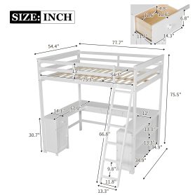 Full Size Loft Bed with U-shaped Desk, Drawers and Storage Shelves 32 Full Size Loft Bed with U-shaped Desk, Drawers and Storage Shelves