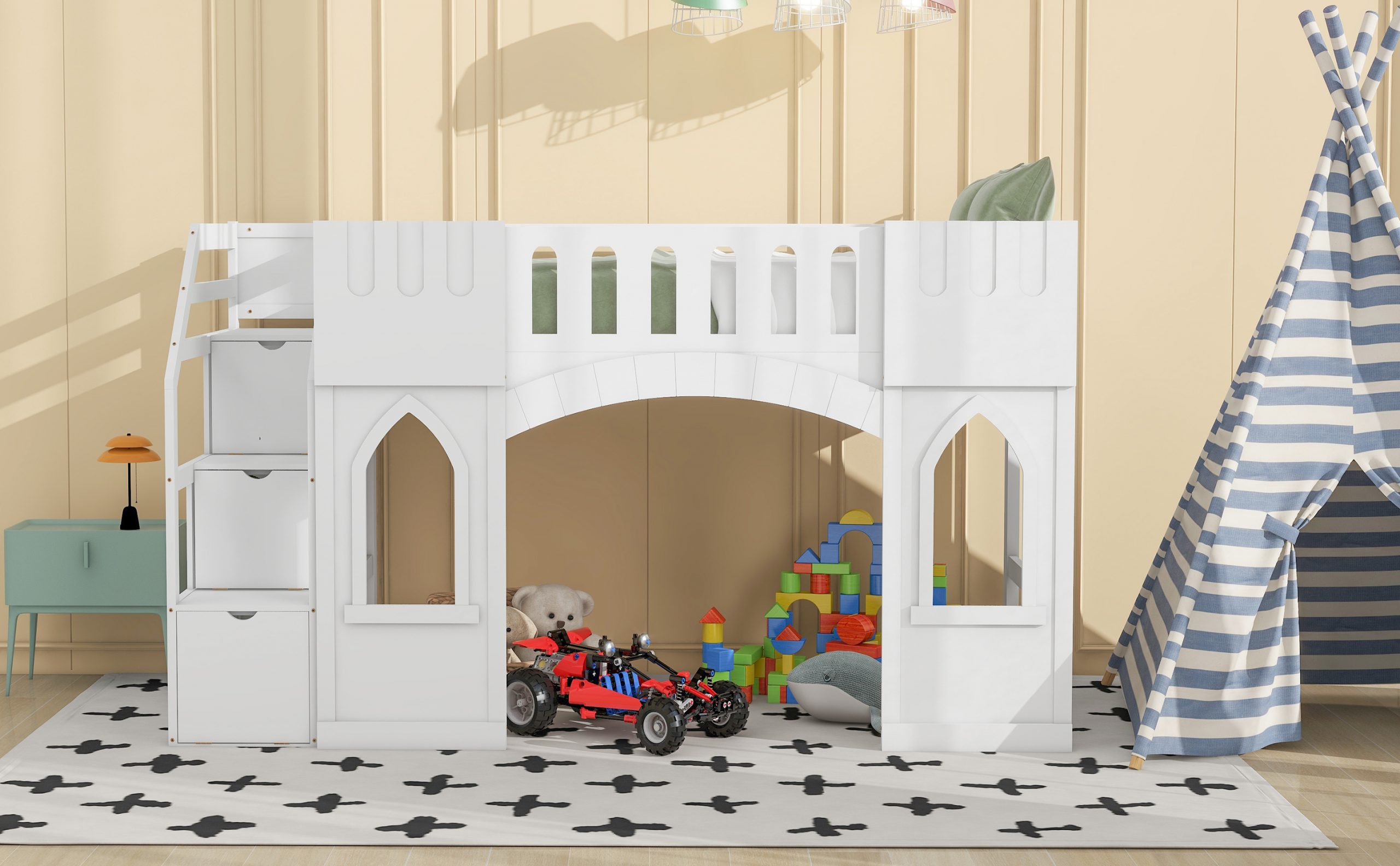 Twin Size Loft Bed with Storage Staircase and Window 9 Twin Size Loft Bed with Storage Staircase and Window