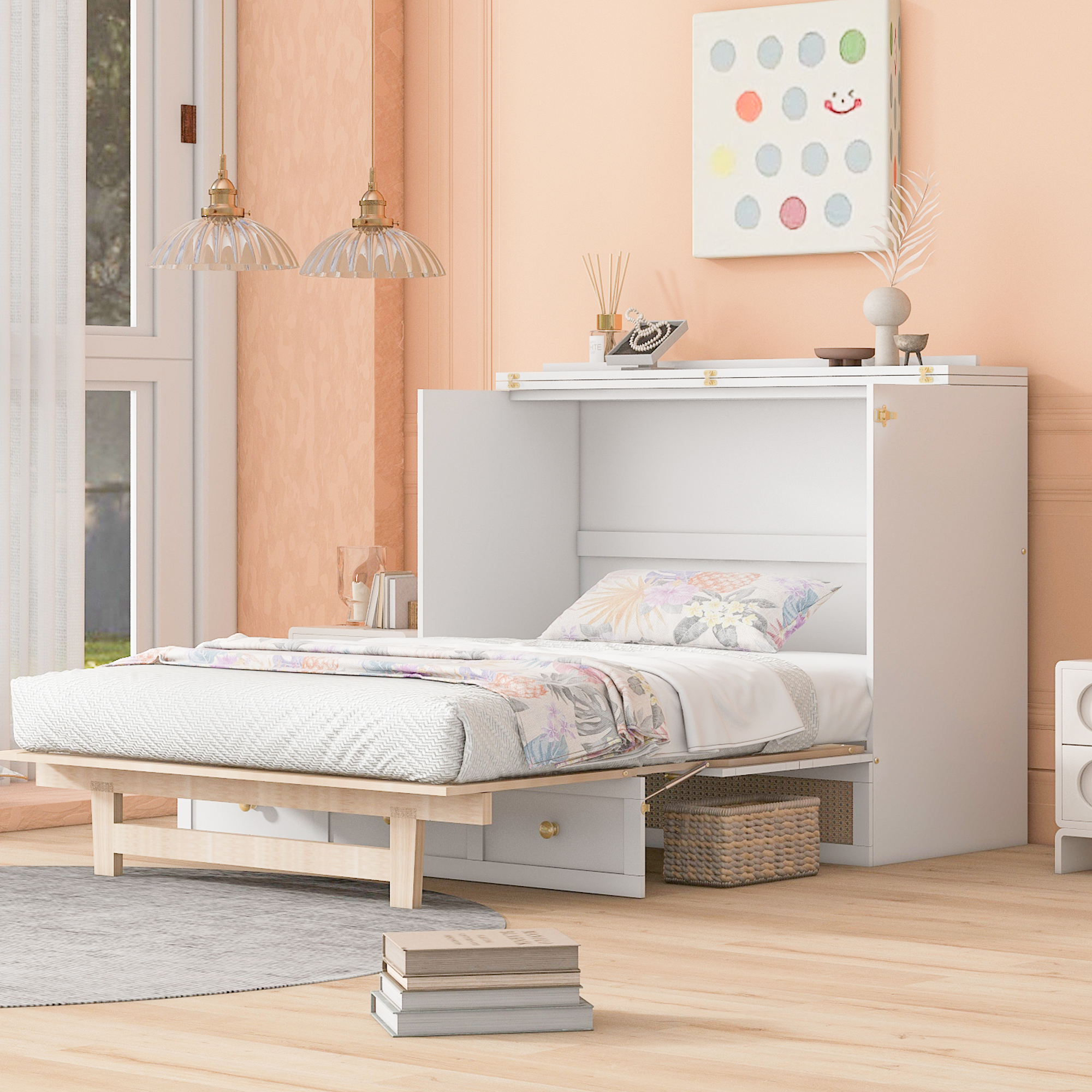 Queen Murphy Bed with Large Drawers