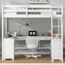 Full Size Loft Bed with U-shaped Desk, Drawers and Storage Shelves 29 Full Size Loft Bed with U-shaped Desk, Drawers and Storage Shelves
