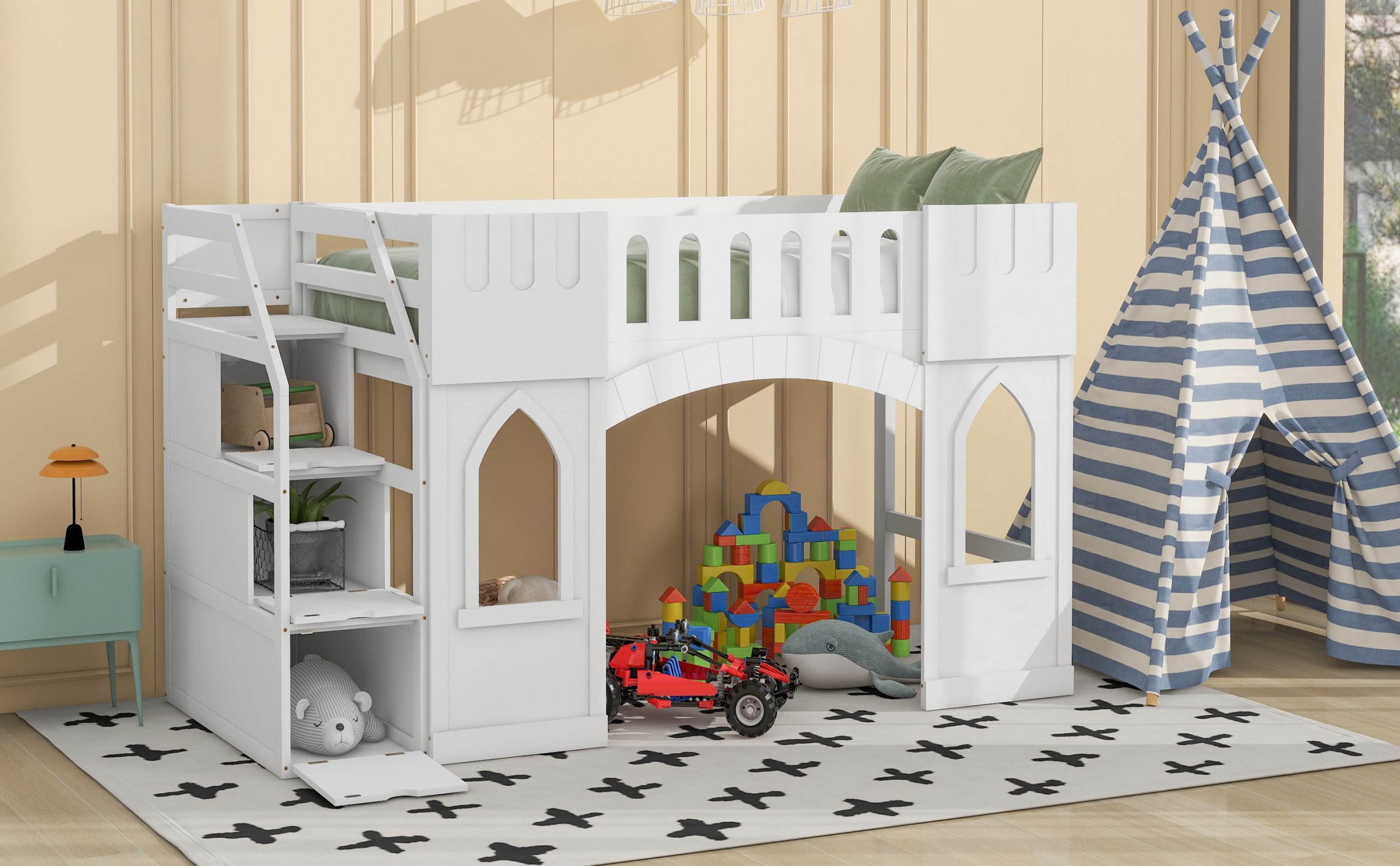 Twin Size Loft Bed with Storage Staircase and Window 7 Twin Size Loft Bed with Storage Staircase and Window