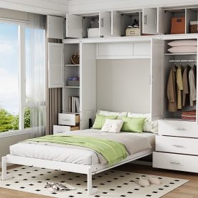Full Size Murphy Bed With Lockers And Wardrobes