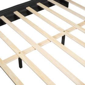 Queen Size Upholstered Bed With Wooden Slats Support